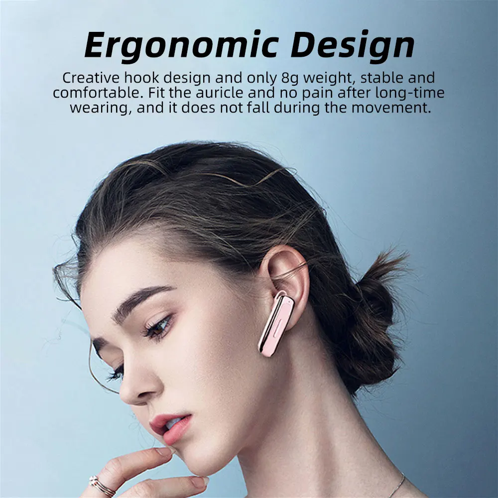 Không Dây Kinh Doanh Tay Tai Nghe Chụp Tai Bluetooth V5.0 Tai Nghe Có Micro Đơn Móc Tai Thể Thao Chống Nước Driver Tai Nghe Nhét Tai