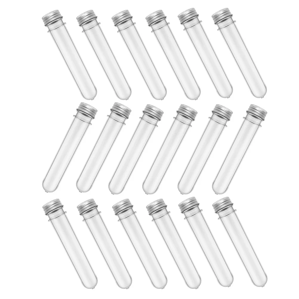 50pcs 45Ml Test Tube Bottles Transparent Portable Storage Tubes For Candy Liquid Samples Multipurpose Pet Plastic Tubes Lab