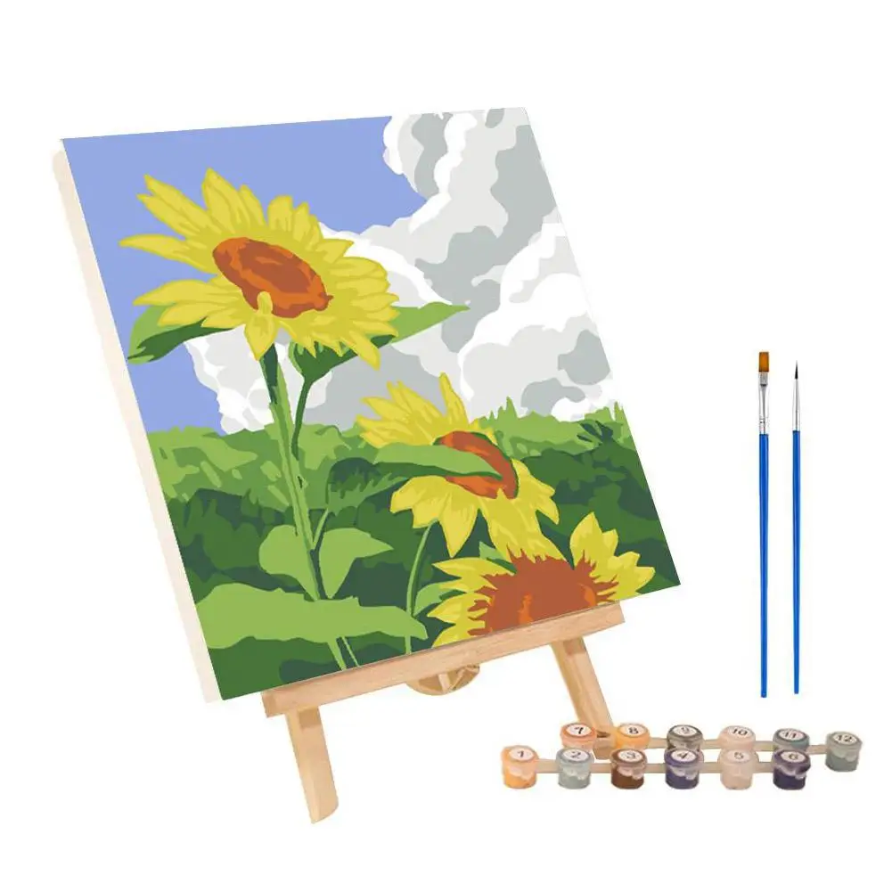 Pittura a olio con i numeri girasole per adulti pittura con i numeri dipingi animali immagine su tela fai da te decorazioni per la casa dipinte a