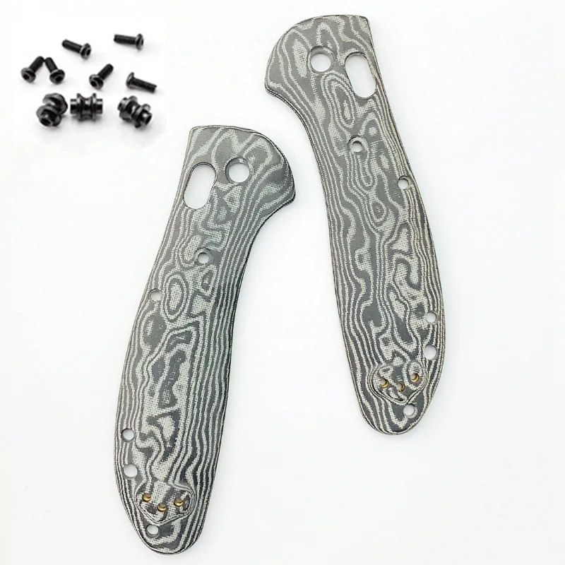 A Pair Custom Damascus Micarta Non-slip Grip Handle For Benchmade Griptilian 551 Folding Knife Shank Accessories