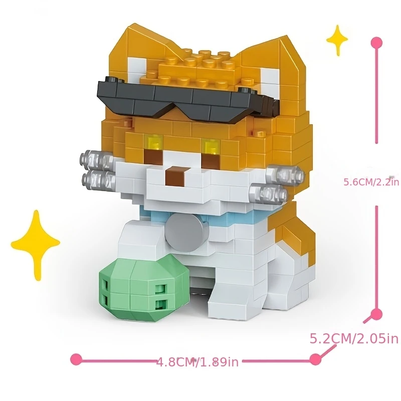 Cat Series Building Blocks Set of Six Pieces, Including Orange Cats, British Shorthair Blue Cats, and Cow Cats, DIY Creative Assembly Toys, Entertainment and Educational Games, Bright Colors and Full of Creativity Tv Cabinet, Dining Table Decorations, Home Decor Items with a Light Luxury Feel, Stimulate Children's Desire for Exploration, Suitable for Teenagers, Enhance Fine Motor Skills and Thinking Abilities, Made of Durable Abs Material, Perfect Gift for Birthdays, Christmas, Halloween, and New Year. view 5