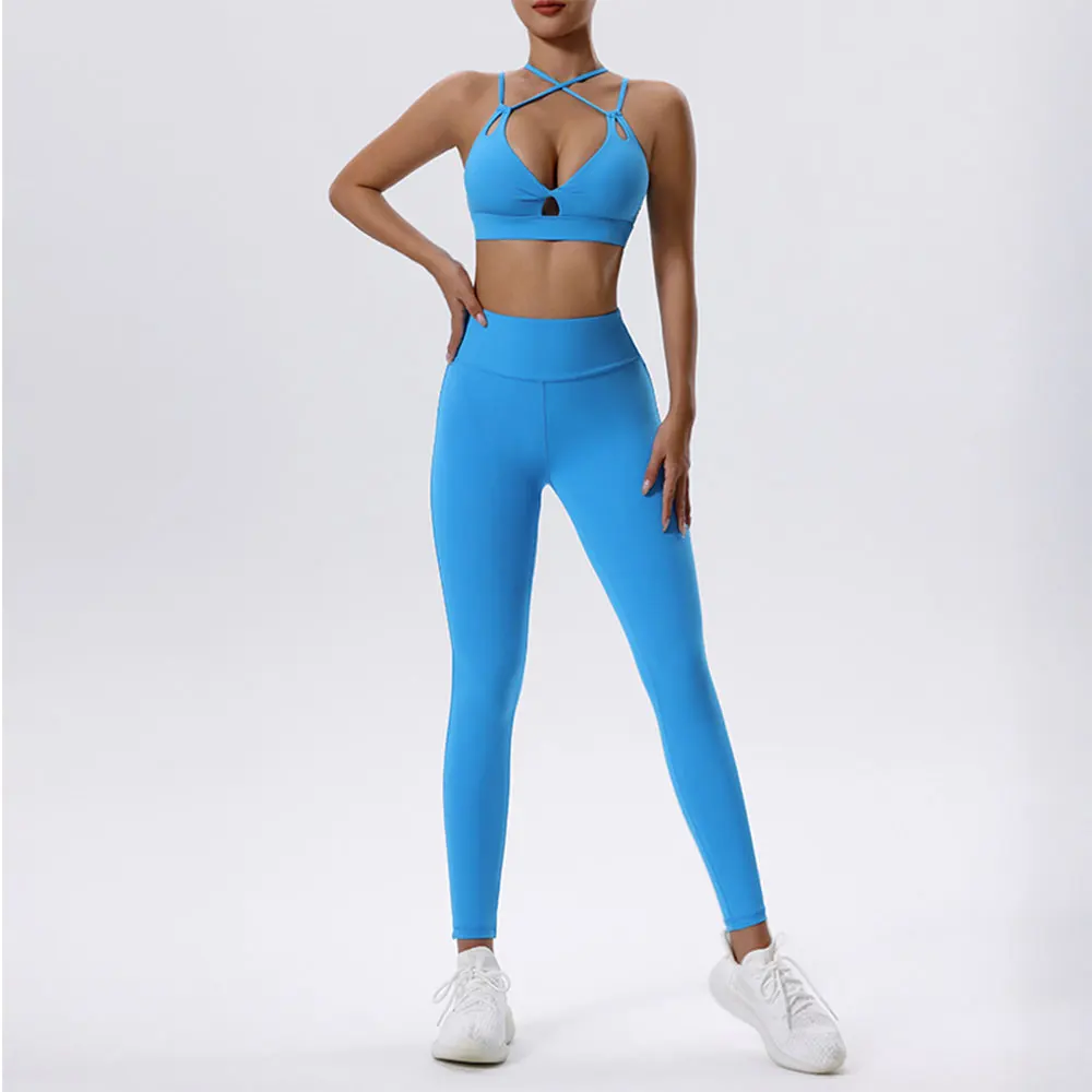 New Women's Tracksuit 2 Pieces Fitness Clothes Yoga Sets Sportswear Workout Bra High Waist Leggings Gym Clothing Sports Suit