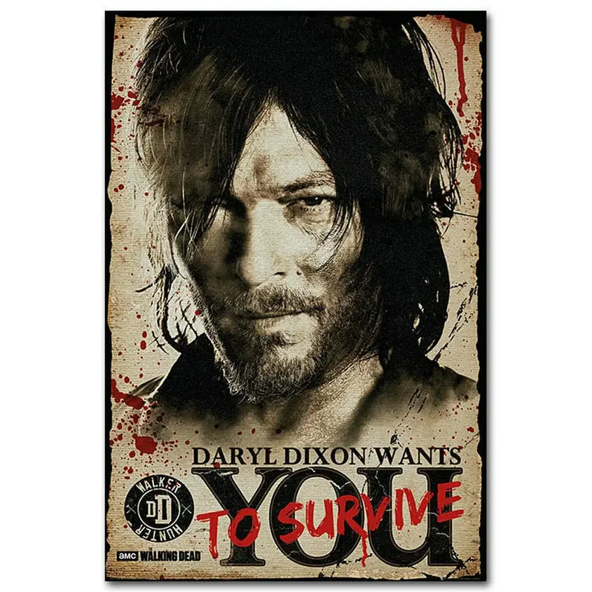110 The Walking Dead داريل ديكسون أريدك جدار قماش حريري ملصق فني هدية تزيين