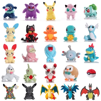 Śliczne Pokemon pluszowe zabawki Pikachu Rowlet Charizard Larvitar Squirtle Slowpoke Dratini Spinda miękka wypchana lalka dla dzieci prezent na boże narodzenie