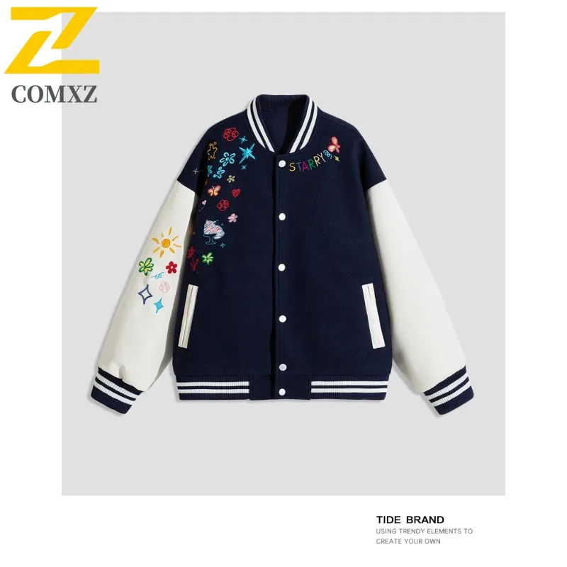 سترة COMXZ لتسلق الصخور للرجال فضفاضة ومتينة للدراجات النارية وياقة بيسبول بسيطة للسفر وخفيفة الوزن ملابس خارجية للخريف