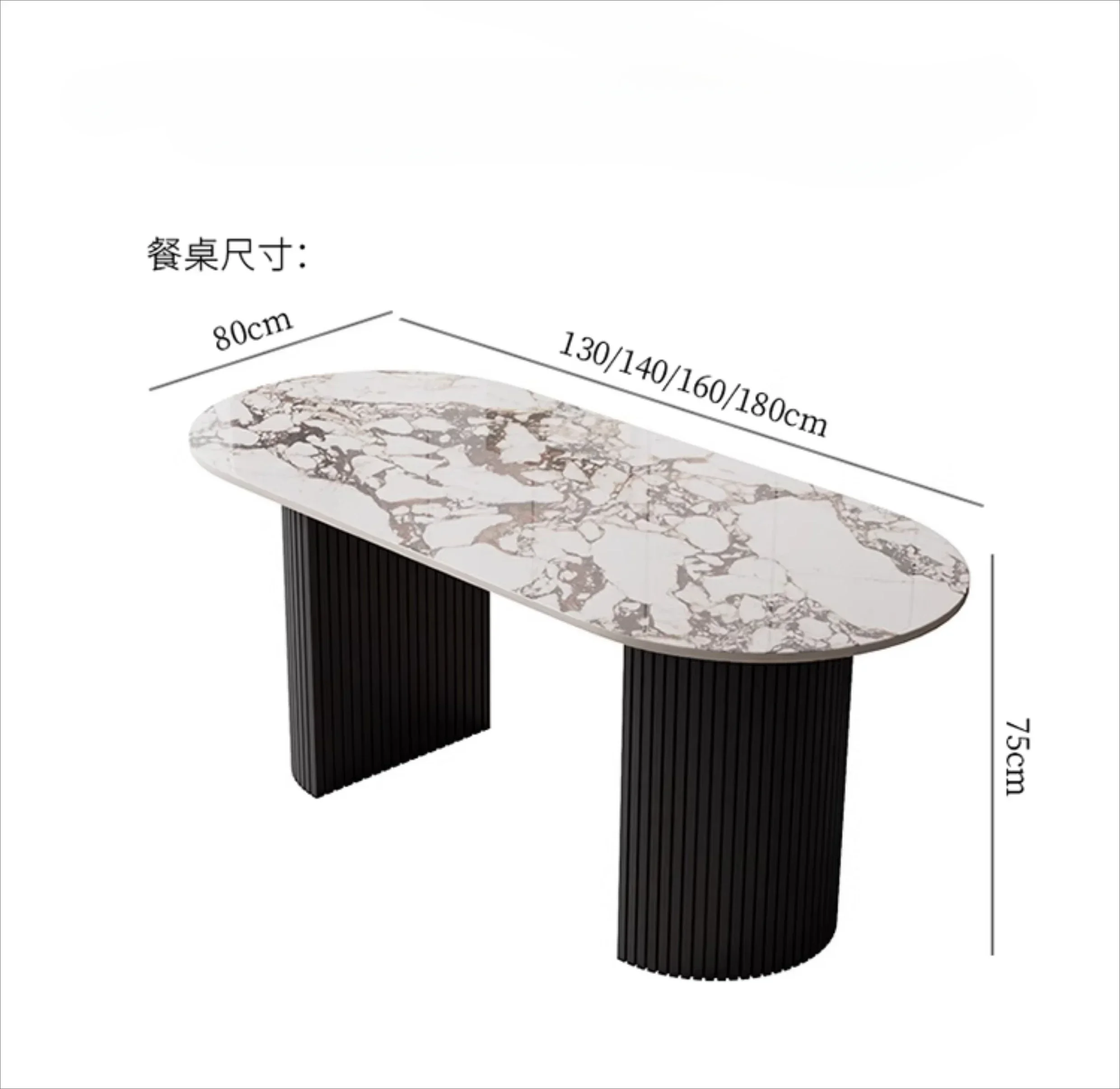 N لوحة حجرية إيطالية طاولة طعام خفيفة فاخرة وبساطة طاولة طعام بولغاري بيضاوية مجموعة طاولات وكراسي لتناول الطعام #5