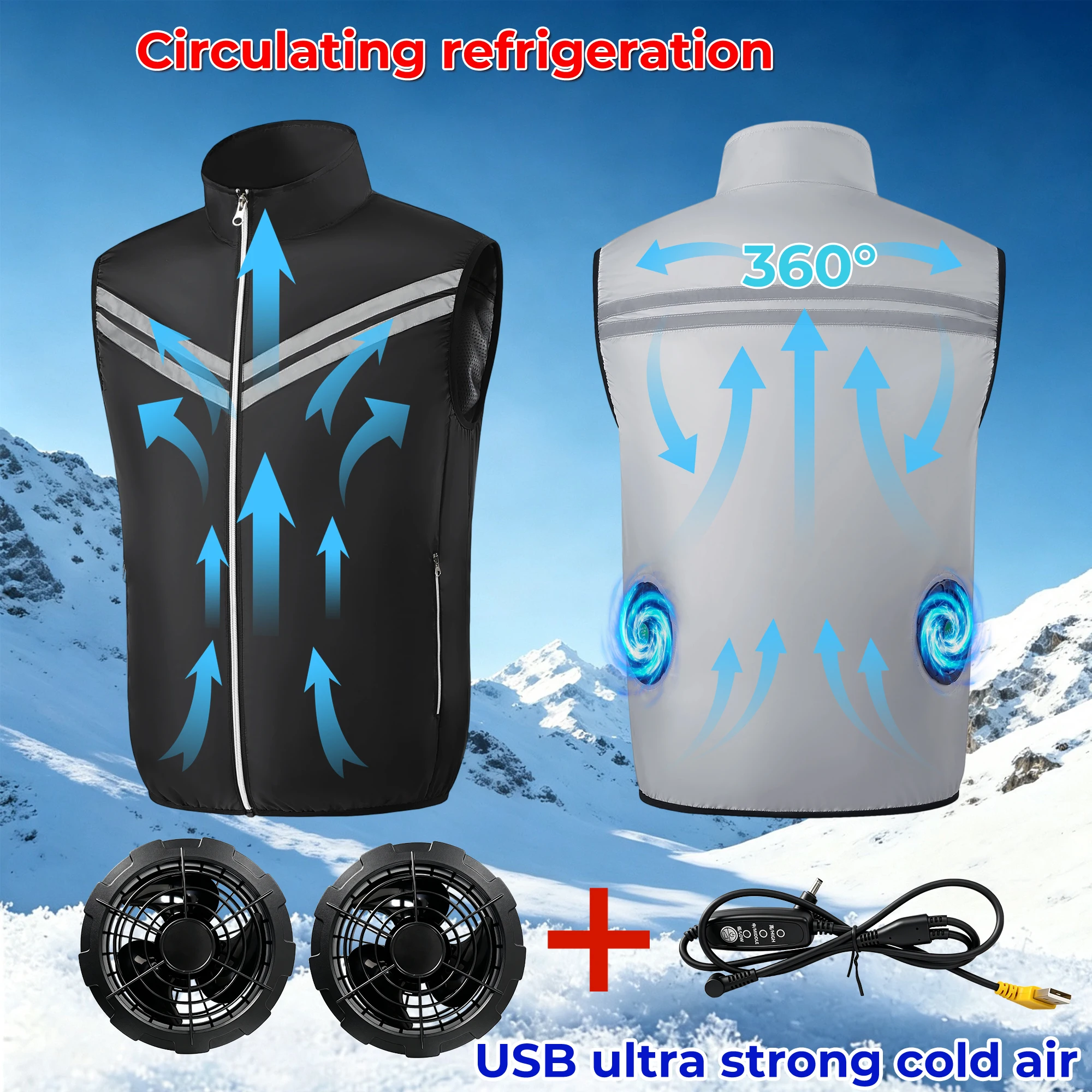 2026 Summer Cooling Vest Men's Fan Vest USB Air Conditioning Refrigeration Clothes High Temperature Work Sleeveless Fishing Vest