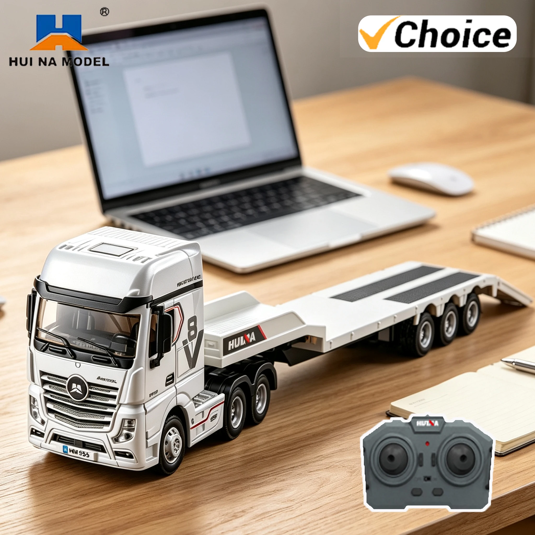 HUINA Rc Car 1/64 12Ch Slide-Tray Trailer Trucks Remote Control Tow Truck  Mini Desktop Engineering Vehicle Toys for Boys Gifts