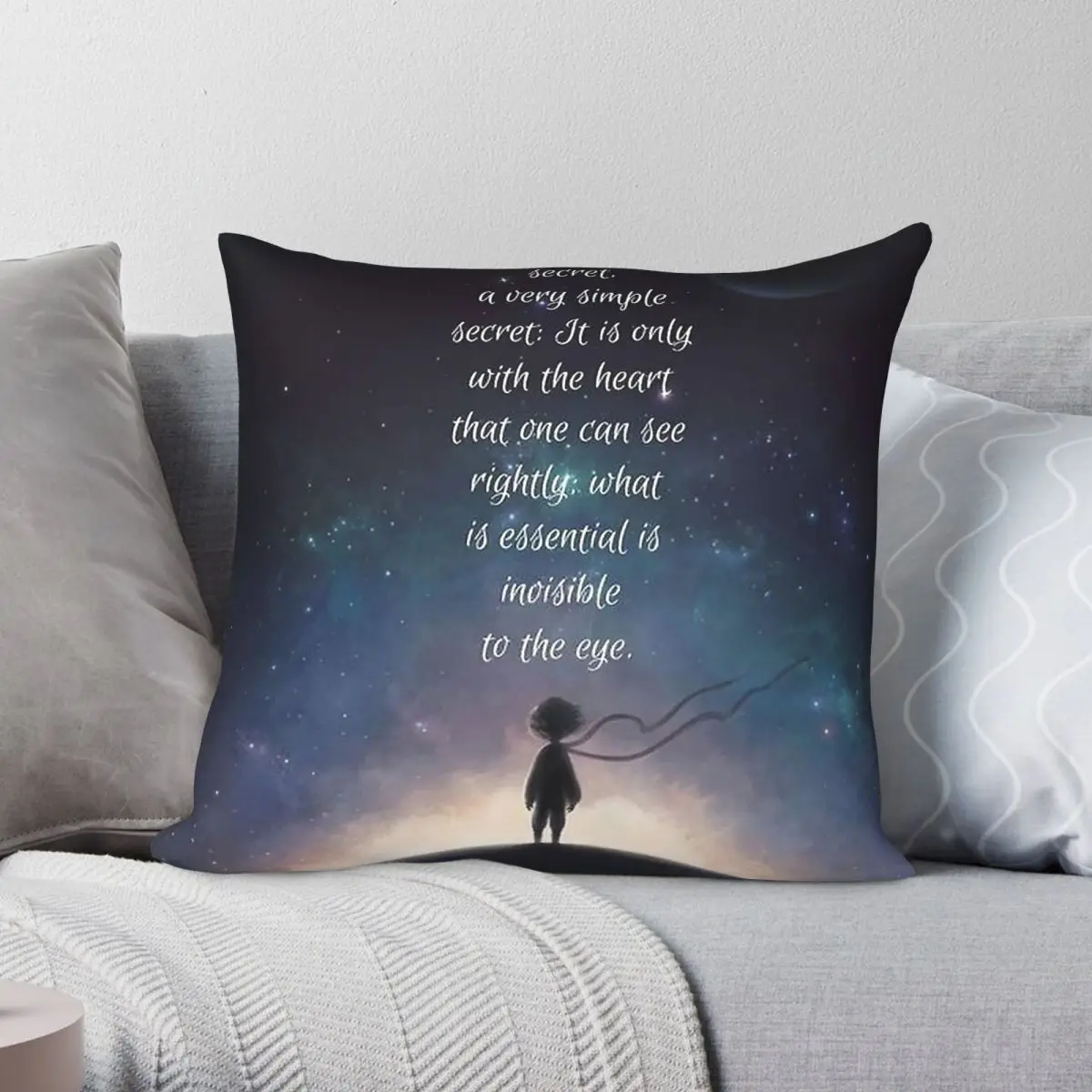 Antoine De Saint Little Prince Pillowcase Polyester Linen Velvet Printed Zip Decorative Sofa Cushion Cover Wholesale