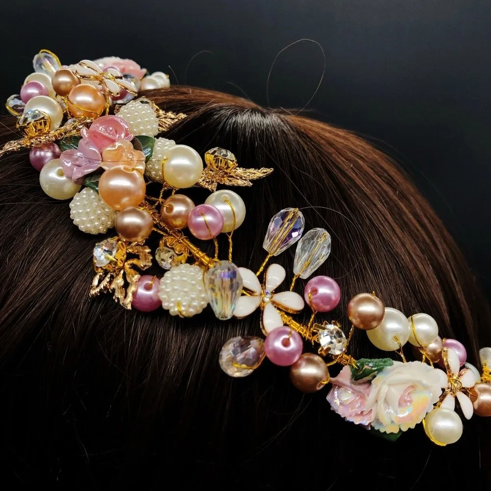 رائعة سبائك زهرة تاج الذهب اللون الشعر هوب الأميرة التيجان الكورية نمط أقراط مجوهرات الزفاف الفتيات