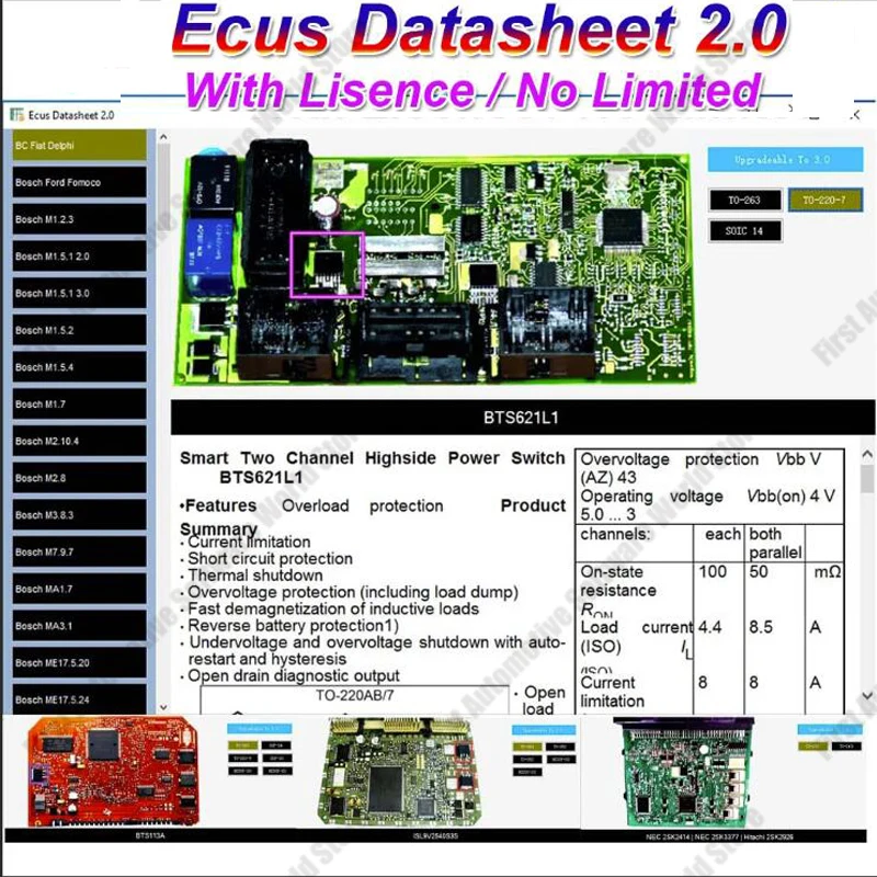 

Ecus Datasheet 2.0 Auto ECU Repair Software PCB Schematics with Electronic Components of Car ECUs and Additional Information