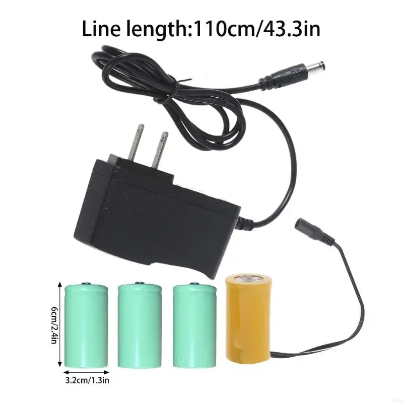 W91A AC100-240 bis 6V1A LR20 D Dummy-Batterie-Stromkabel, Batterie-Eliminatoren, 4 Stück, 1,5 V