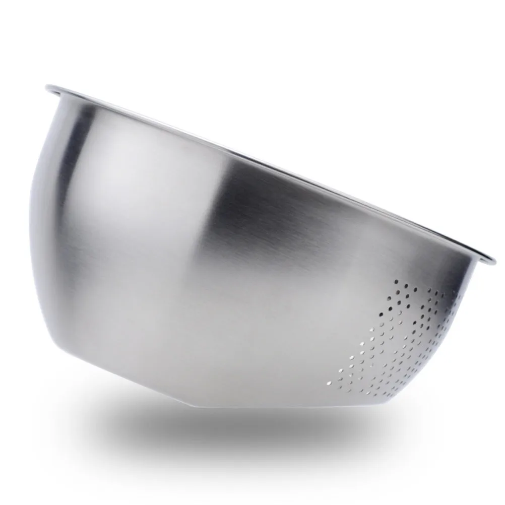 304 Stainless Steel Drain Bowl Colander for Rice Washing, Vegetable Straining & Food Holding