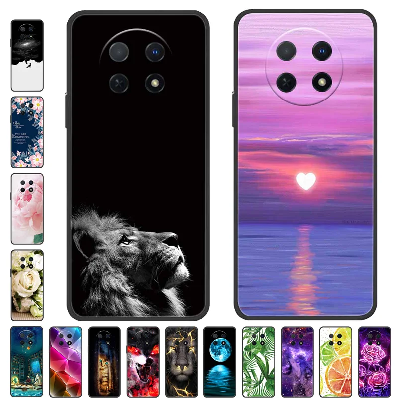 For Huawei nova Y91 Case novaY91 Wolf Lion Cartoon TPU Bumper Back Cover for Huawei nova Y91 Protect Coque Y 91 STG-LX1 STG-LX2