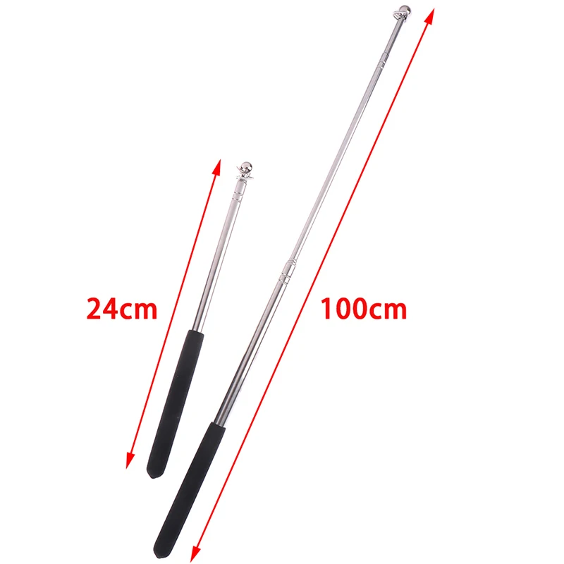 Professional Touch 1 Meter Head Telescopic Flagpole Stainless Steel Telescopic Teacher Pointer Black 1pcs