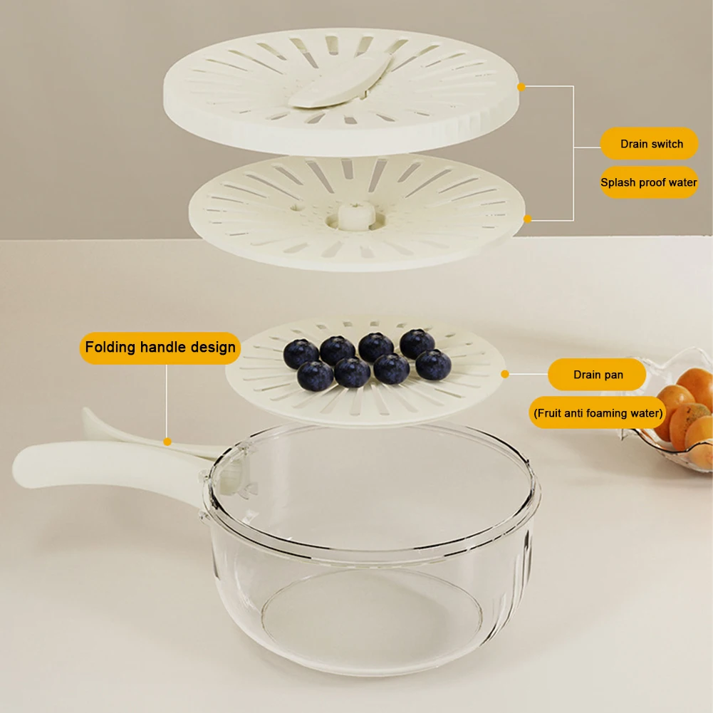 New Kitchen Household Fruit Washing Refrigerator Storage Box With Lid Drain Basket Thick Double Layer Drain Washing Basin