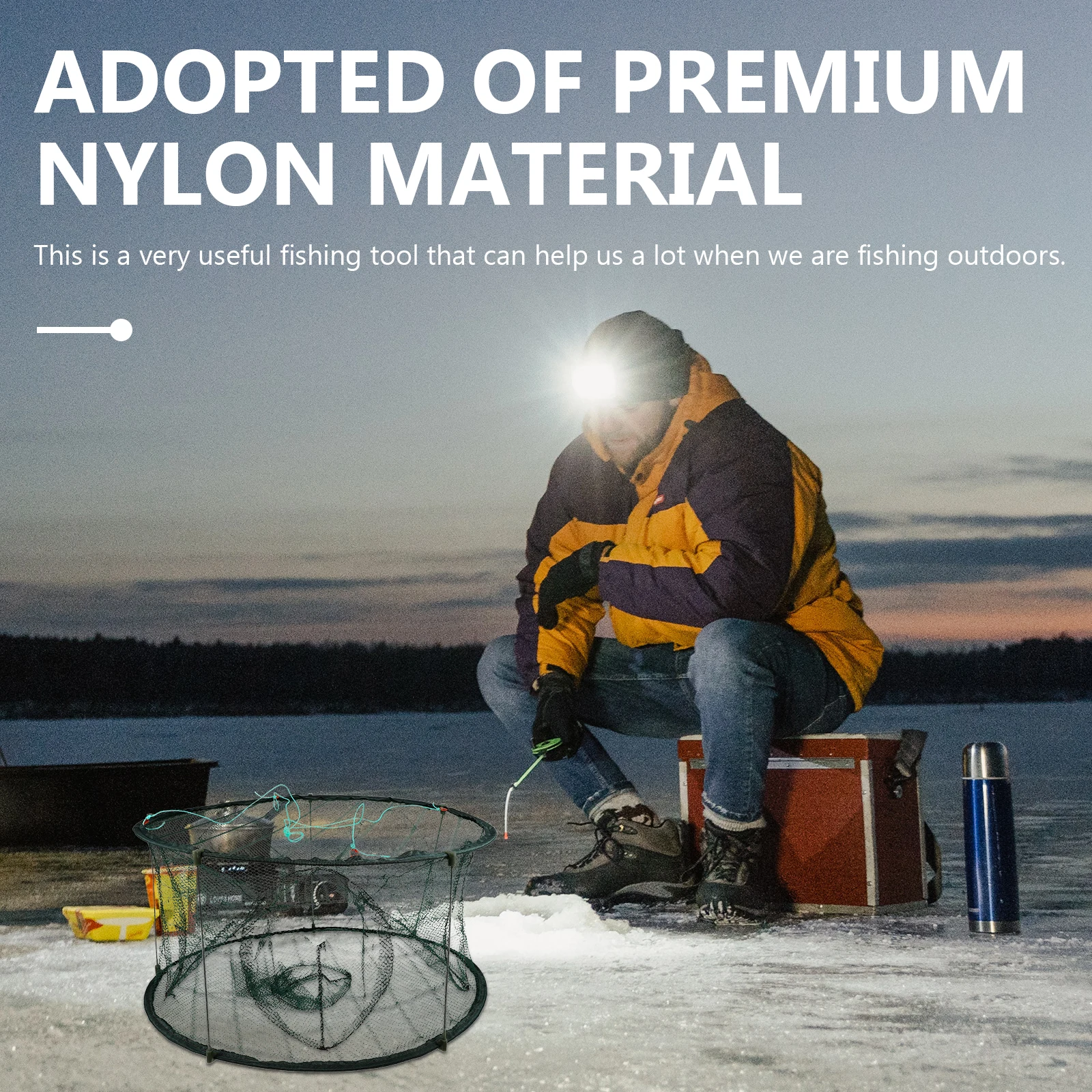 

Fishing Cage Net Shrimp Nets Bait Multifunction Folding Mesh Portable Crawfish Nylon Trap Traps