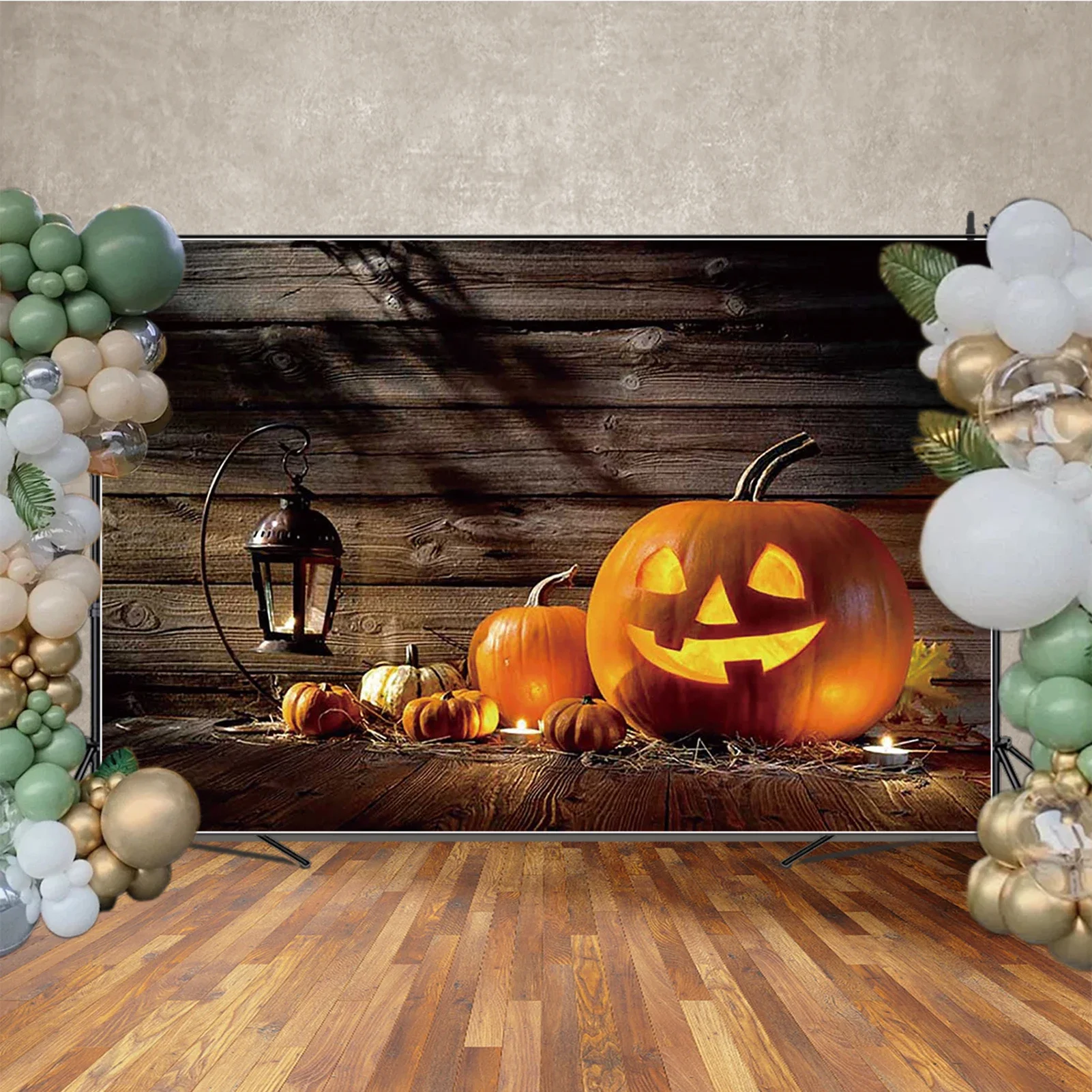 MOON.QG لوحة خشبية للهالوين عبر لوح اليقطين خلفية التصوير خلفية الأطفال استوديو كشك التصوير ديكور الحفلات