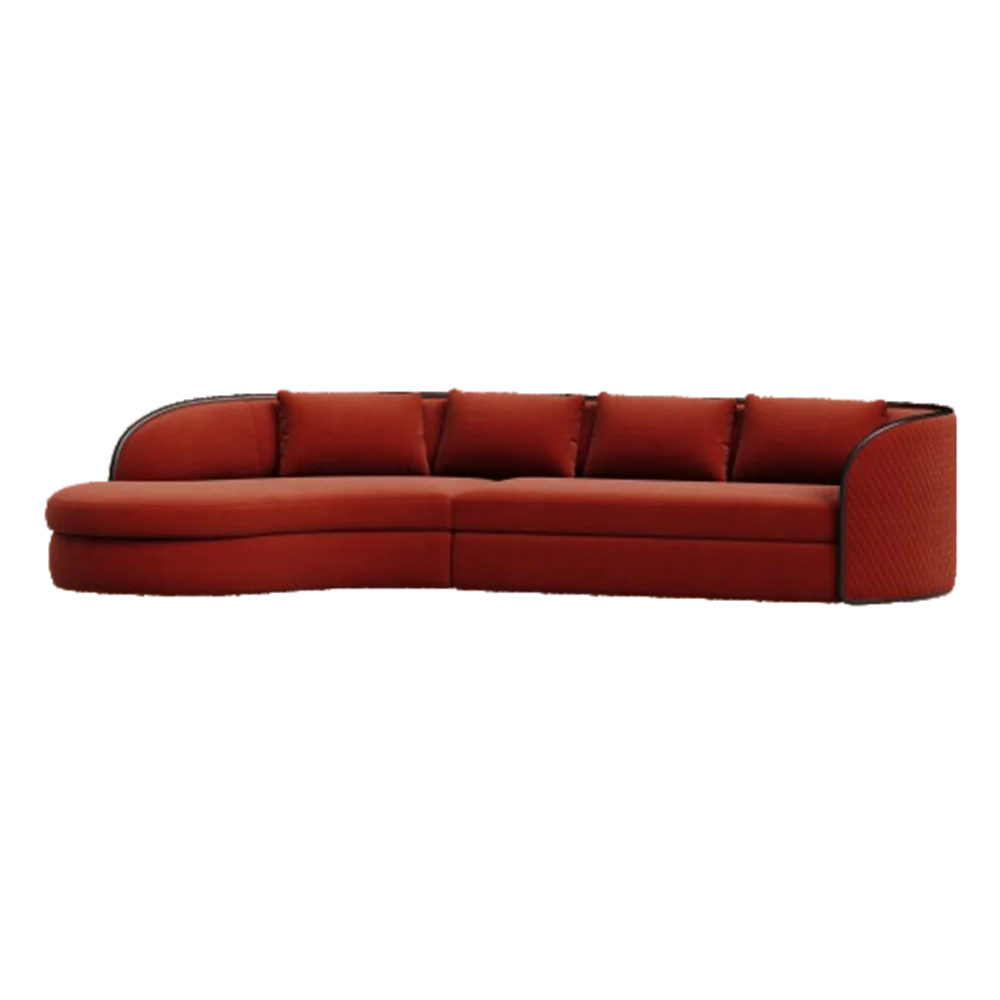 Compact Nordic Two Seater Sofa with Wood Legs Simple Curved Design in Soft Fabric for Villa and Studio Apartment Living Spaces