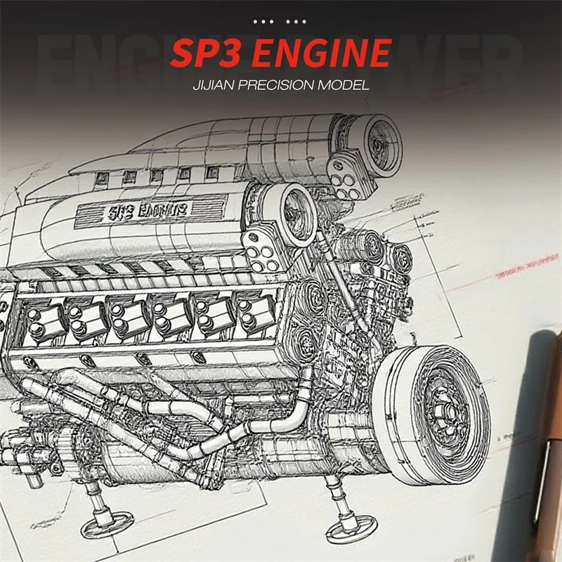 

33016 SP-3 Супер спортивный автомобиль V12 Модель двигателя Строительные блоки Электрический привод Маленькие частицы Детские собранные кирпичи (1240 шт.)