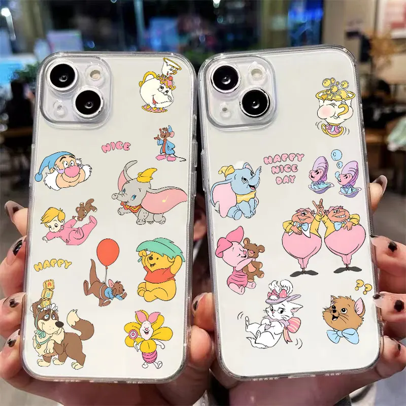 กรณีสําหรับiPhone 13 12 11 Pro MAX XR XS 16 15 14 Plus 16e 7 8 ฝาครอบโทรศัพท์นุ่มDisneyสัตว์