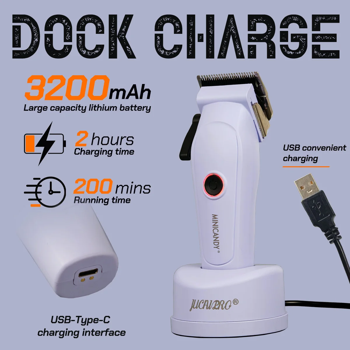 JC 06 الأرجواني JUCAI Pro المهنية مقص الشعر الكهربائية الشعر المتقلب 72000 دورة في الدقيقة ماكينة حلاقة مع قاعدة فرش السيارات