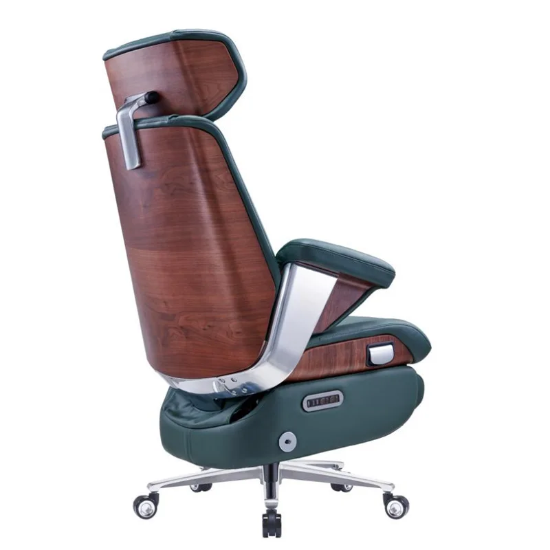 ig-Commander Chair Premium Nappa Leather Executive Office Chair with Massage Reclining Ventilation and Aluminum Armrest/Base-