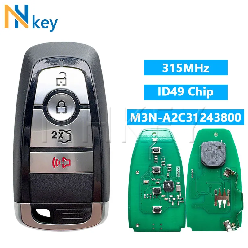 NH KEY FCCID:M3N-A2C31243800 315MHz ID49 Chip Smart Remote Key For  Edge Explorer Fusion Mustang 2017 2018 2019 2020