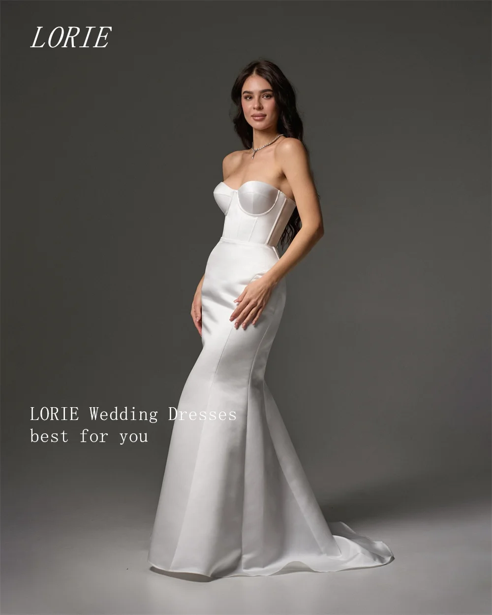 LORIE فستان زفاف فاخر حورية البحر بسيط بدون حمالات الخصر Cinching فساتين زفاف بدون أكمام ثوب زفاف مخصص 2026