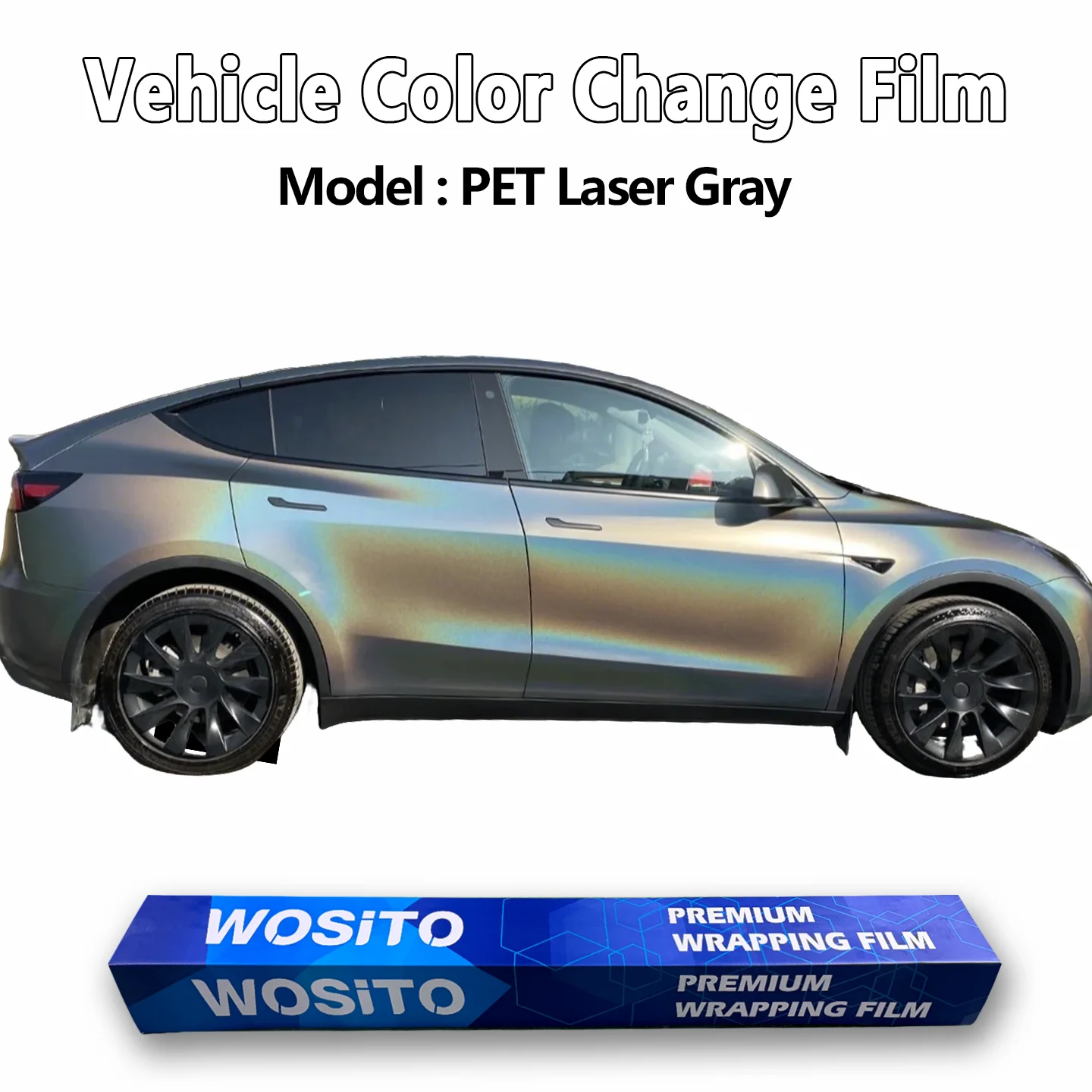 PET Matte Iridescent Laser Grey Car Wrap Film Satin Color Change Vinyl Anti-Scratch Bubble-Free Auto Styling Factory Direct