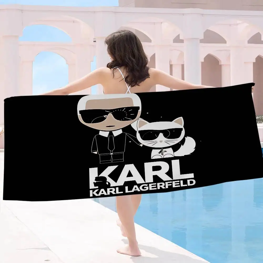 Toalla de Playa K-KARLS CARTOONL-LAGERFELDS, Toallas de Baño Coloridas para Niña, Microfibra de Secado Rápido, Personalizadas, Antiarena, para Playa, Yoga, Spa, Gimnasio, Piscina