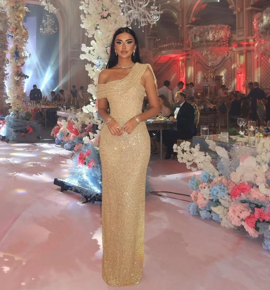 

Вечерние платья русалки цвета шампанского, винтажные блестящие женские платья для выпускного вечера с блестками, элегантные платья длиной до пола, свадебные платья для гостей по индивидуальному заказу