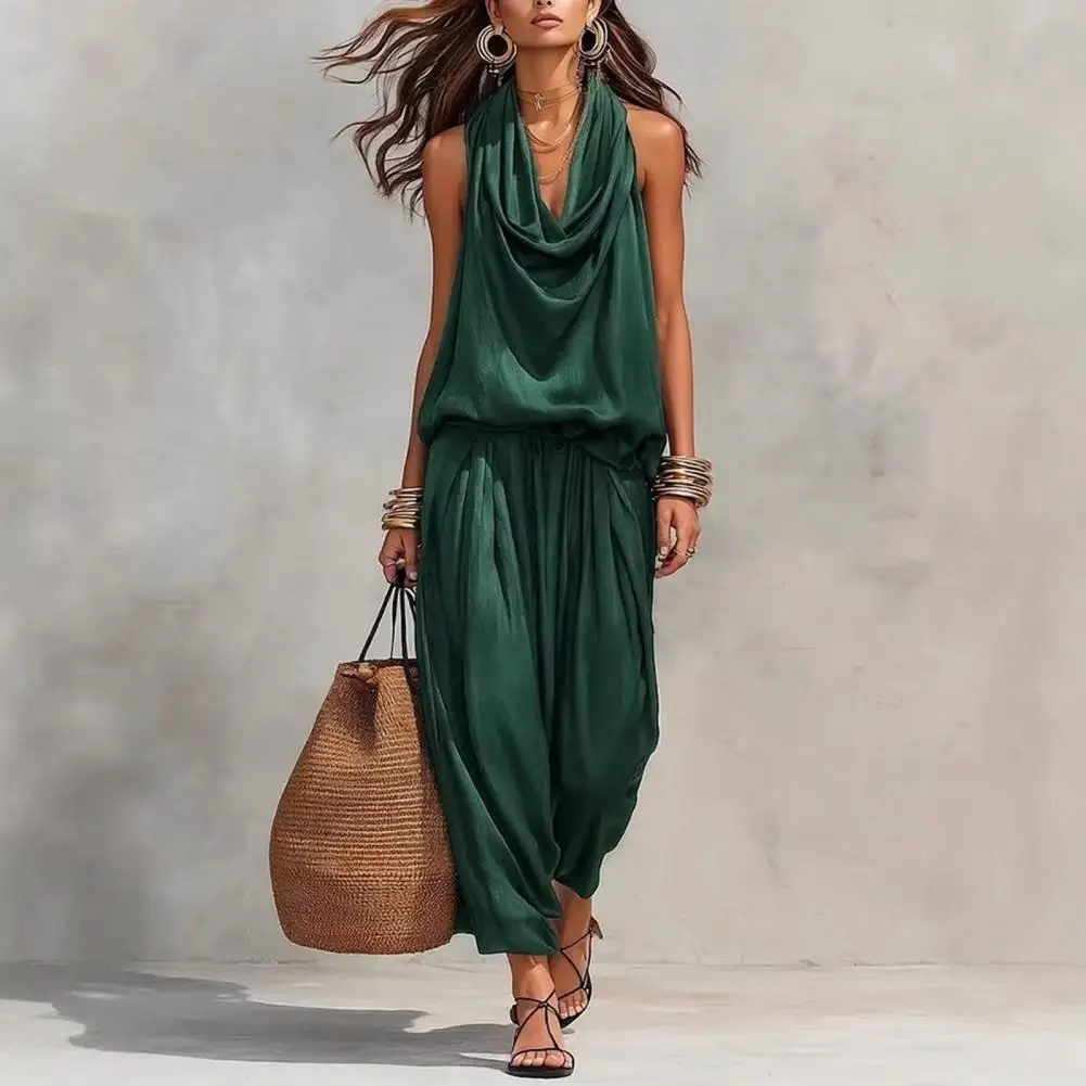 

Versatile Women Clothing Sleeveless Tank Top Loose Pants Set Summer Vest Pants Suit Breathable Comfortable Ladies Two-piece Suit