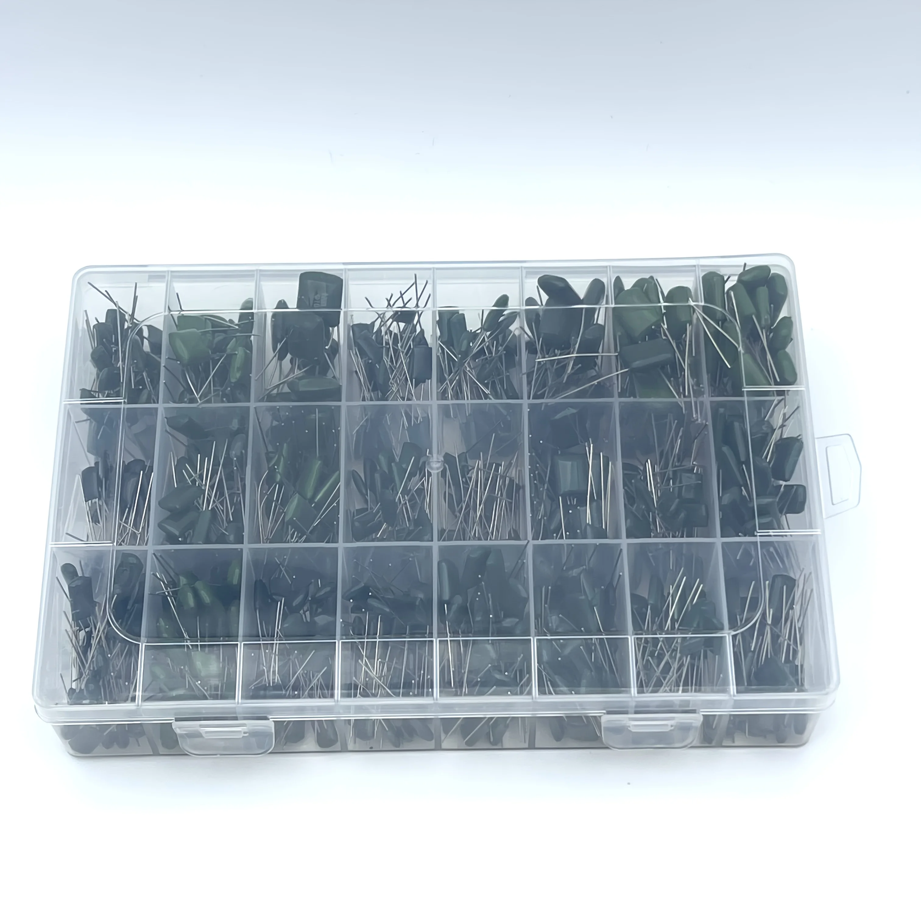 650PCS/lot 24Value 250V 400V 630V 1000V  10NF 22NF 2E104J 2E103J 2G103J 2J102J Polyester Film Capacitor Assorted Kit Capacitors