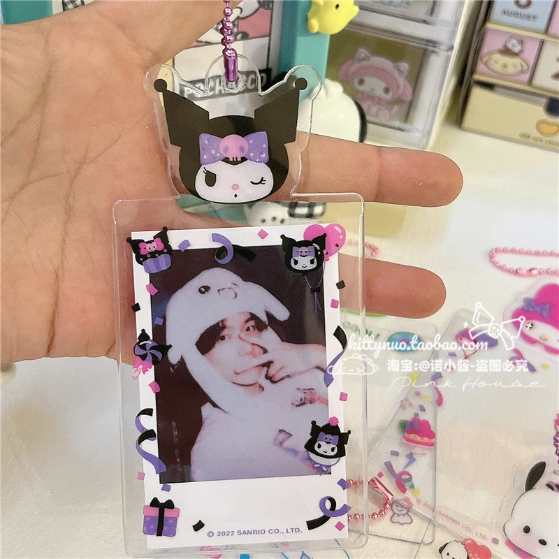 Sanrios Transparent Card Cover Anime Kuromi Melody Cinnamoroll Kpop Photocard Holder Kawaii Id Cards Note Bus Card Storage Bags