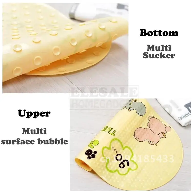 New 38cm*69cm Cute Cartoon Anti-Slip PVC Bath Mats With Sucker Bathroom Carpet Shower Pad Soft Massage Pad Multi-Color