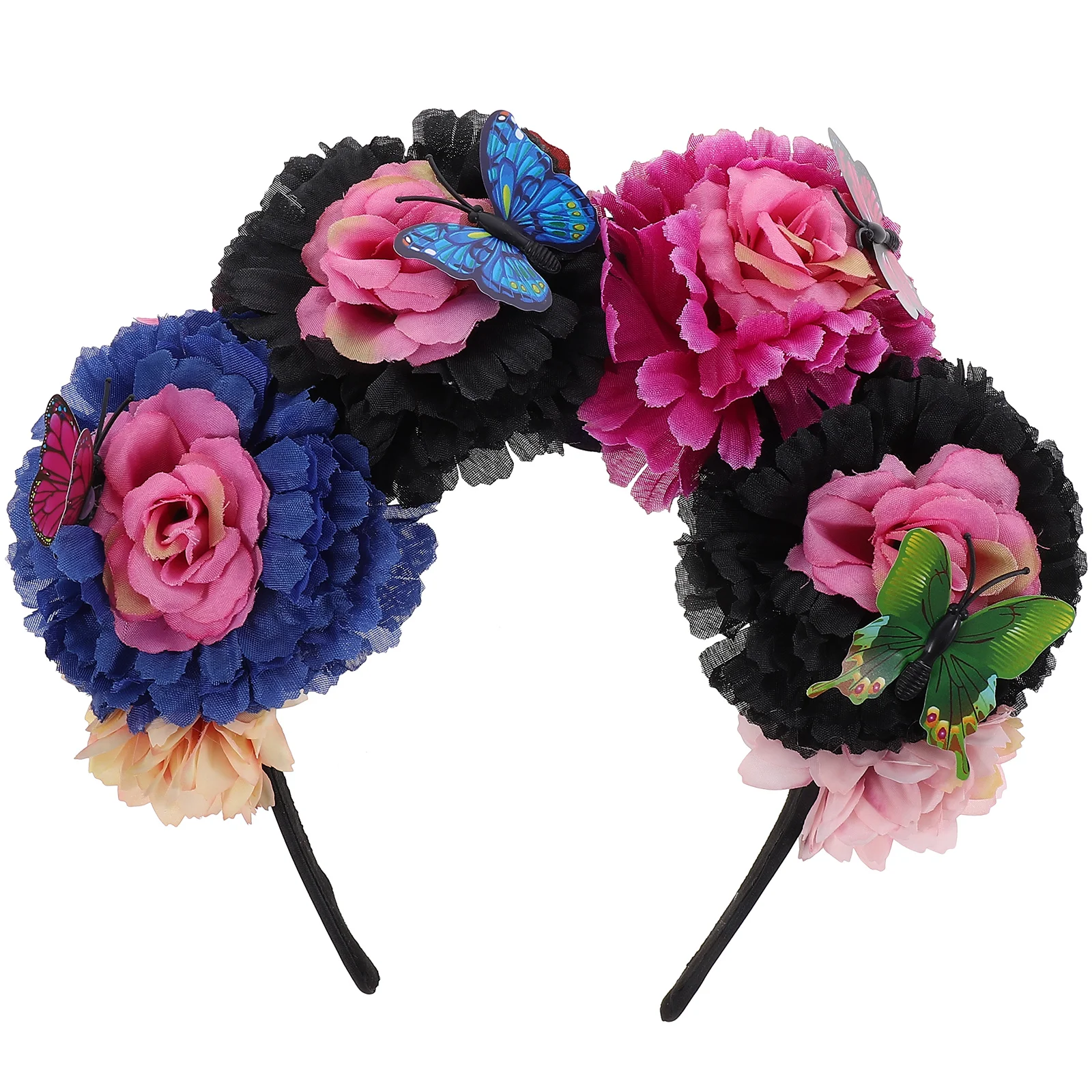 

Simulated Flower Butterfly Headband Crown Hairband Mexican Flowers Accessories for Women Rave Fabric Crowns Arrangements Baby