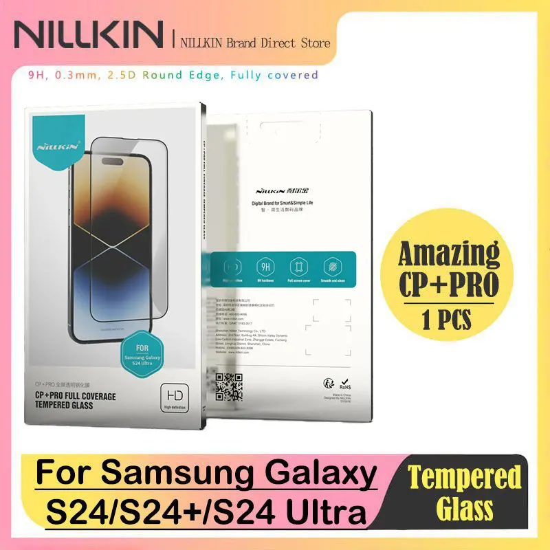 

Полностью защитная пленка Nillkin-Full Glue для Samsung Galaxy S24 Ultra, закаленное стекло, CP + PRO, защита от осколков, закаленная пленка
