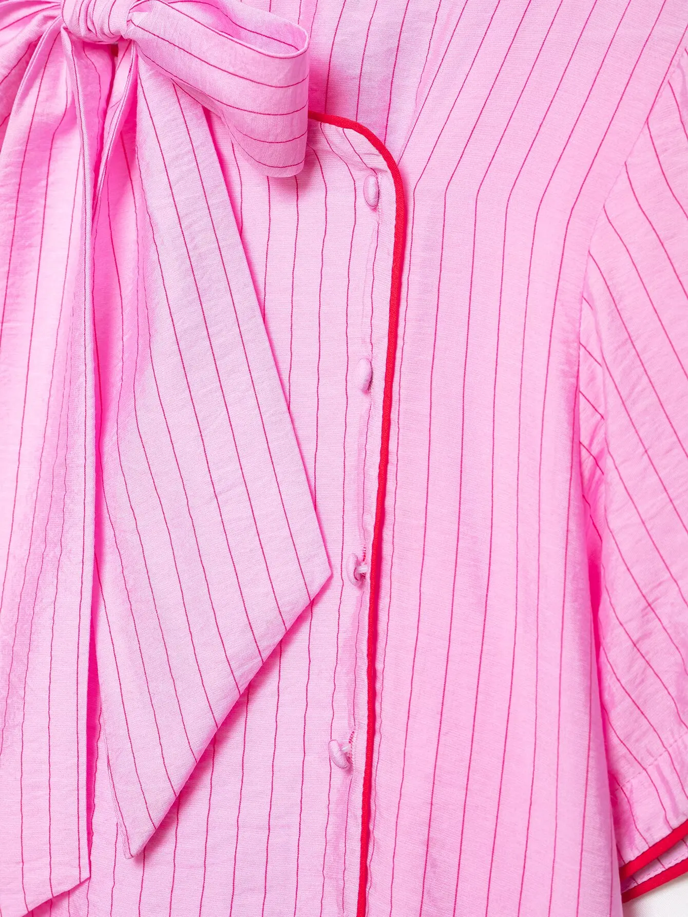 KONDALA Schickes gestreiftes rosa Freizeit-Mode-T-Shirt für Damen 2026 mit Schleife, Streetwear, Vintage, lockeres Hemd, Kurzarm, Urlaubs-Oberteil für Frauen – Detail 7