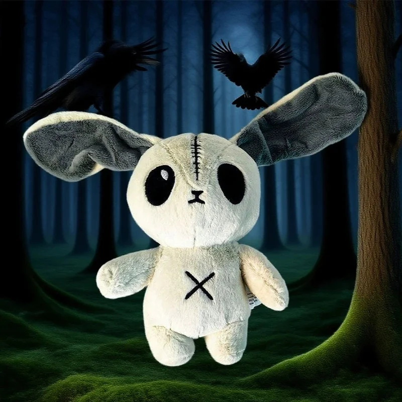 ハロウィンペットぬいぐるみクリエイティブウサギグレーと白の長い耳のぬいぐるみかわいいホラー人形誕生日プレゼントハロウィン装飾