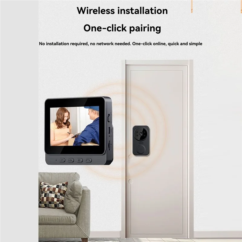 Y50A-4.3" Wireless Video Doorbell With Smart Features, Camera, 2.4G Bluetooth, And Two-Way Intercom