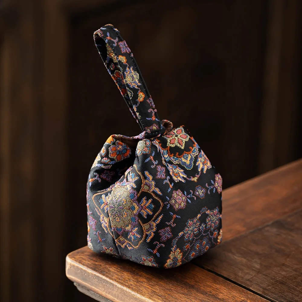 

Chinese Style Teacup Drawstring Cloth Pouch Breakage-proof Print Teaware Storage Bag Multifunctional Portable Small Item Pouch