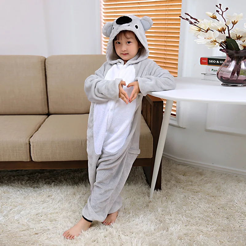 Cartoon Animal Koala One-piece Pajamas Flannel Warm Hooded Sleepwear Cosplay Sleepwear Costume Adults and Children Onesies