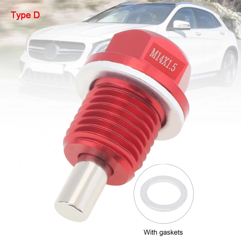 M12x1.5 / M14x1.5 Magnetic Oil Drain Plug Oil Drain Sump Nut Aviation Aluminum with Washer Gasket Oil Drain Bolt Car Accessories