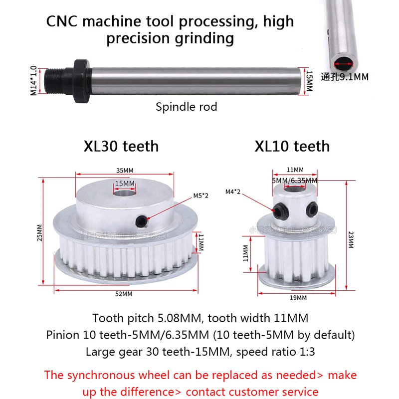 Spindle Assembly for Mini Lathe Woodworking Beads Machine 50/63 Three-jaw/Four-jaw Chuck Spindle Assembly