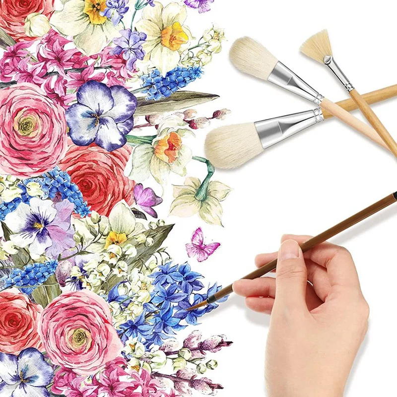 14 Pcs Paint Brushes Acrylic Paint Sets For Pottery Artists Adults Kids Students