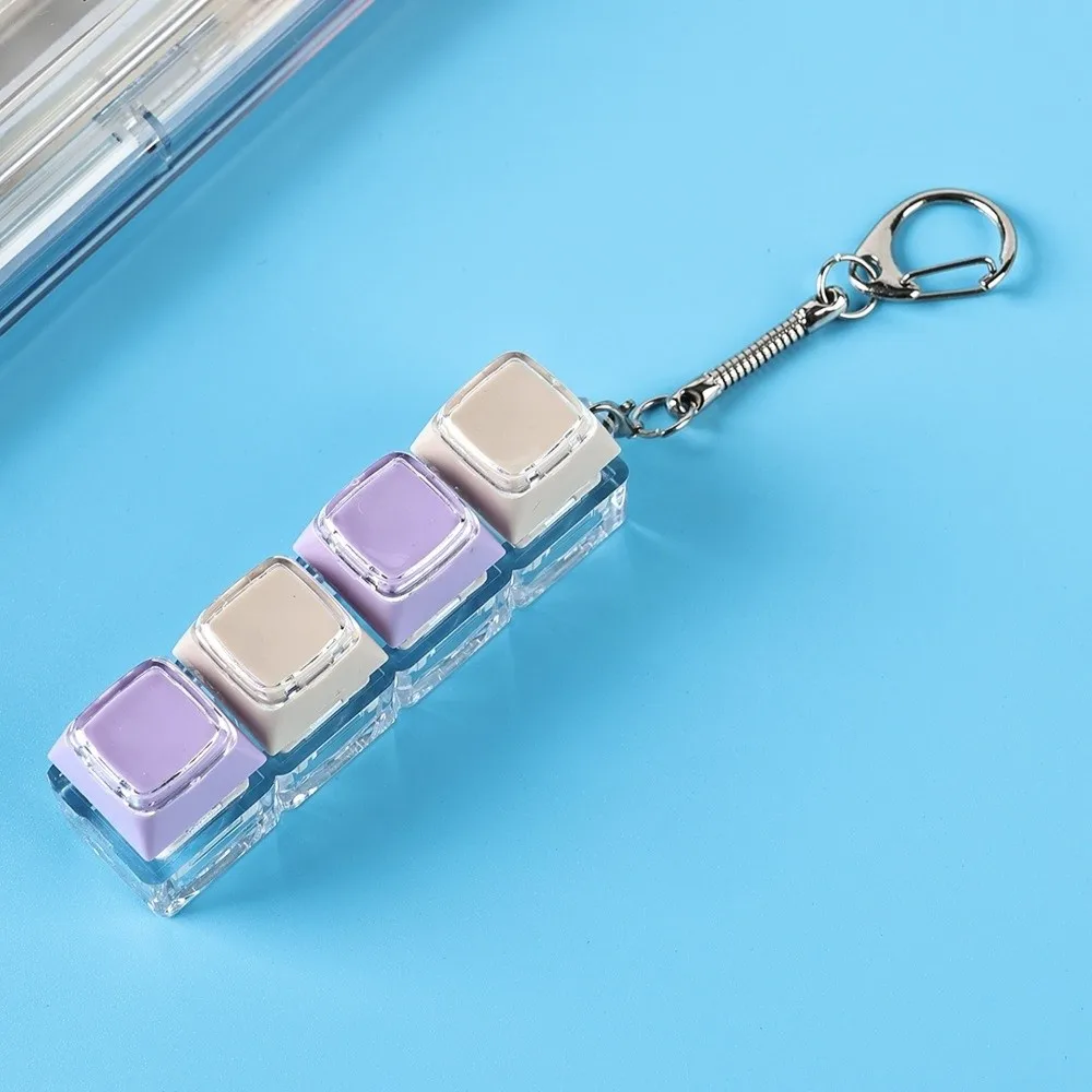 4 Keys Button Keycap Keychain Funny Pendant Bag Charms Keyboard Fidget Keychain Hanging Decoration Fidget Clicker Gift