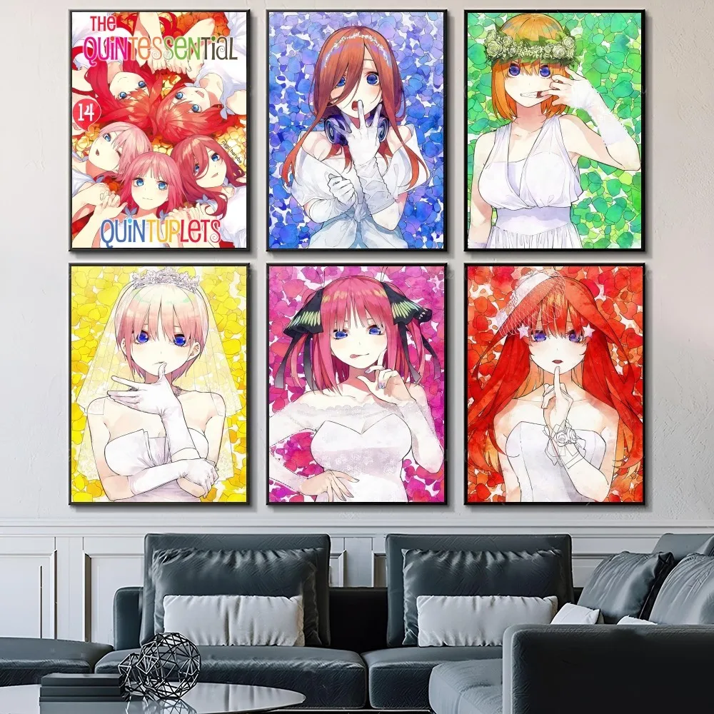 1PC The Quintessential Quintuplets Poster Self-adhesive Art Waterproof Paper Sticker Coffee House Bar Room Wall Decor