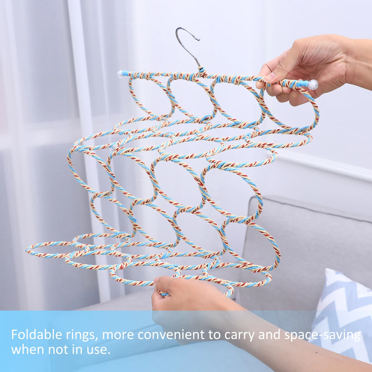 

2Pcs Plastic Storage Rack 28-Circle Tie Racks Space-Saving Closet Organizer Scarf Holder Multi-Purpose Wardrobe Hanger Anti-Slip