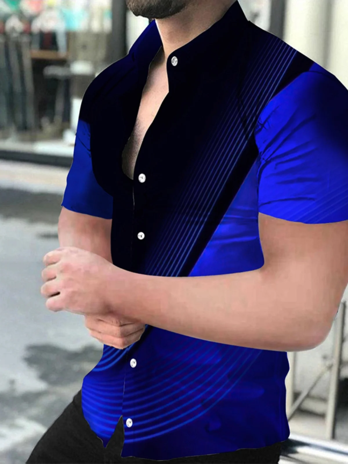 

3D Digital Print ort Sve Men's irt Faionable Youthful Sle Pure Color Pattern Slim Fit Autumn Wear Regular Thin